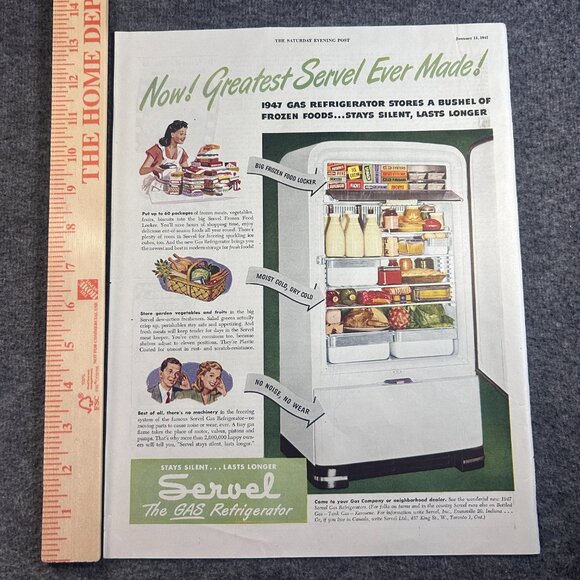 1947 Servel Gas Refrigerators "Stays Silent. Lasts Longer." Vintage Print‎ Ad - Picture 5 of 16
